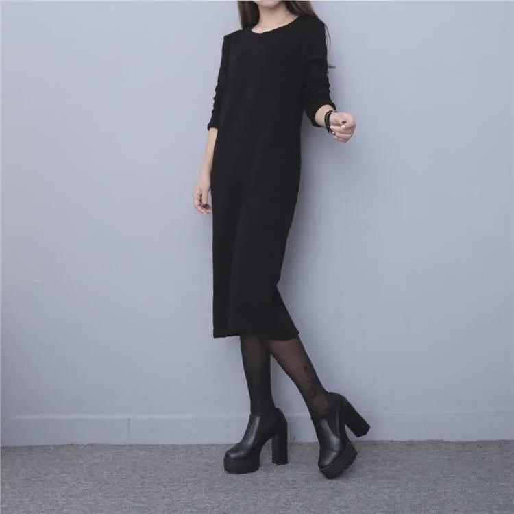 Cozy Thick Sweater Dress - Plus Size Women's Long Autumn/Winter Skirt