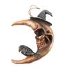 Halloween Moon Decoration Crow On The Moon Ornament Gothic Skull Face Moon with Witch Hat Decoration for Indoor