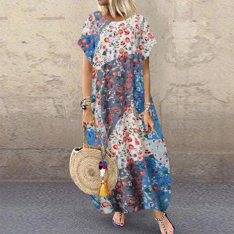 Summer Fashion Women s Casual Long Dress Holiday Style Loose Over Knee T-Shirt Long Dress Women WD31 5XL