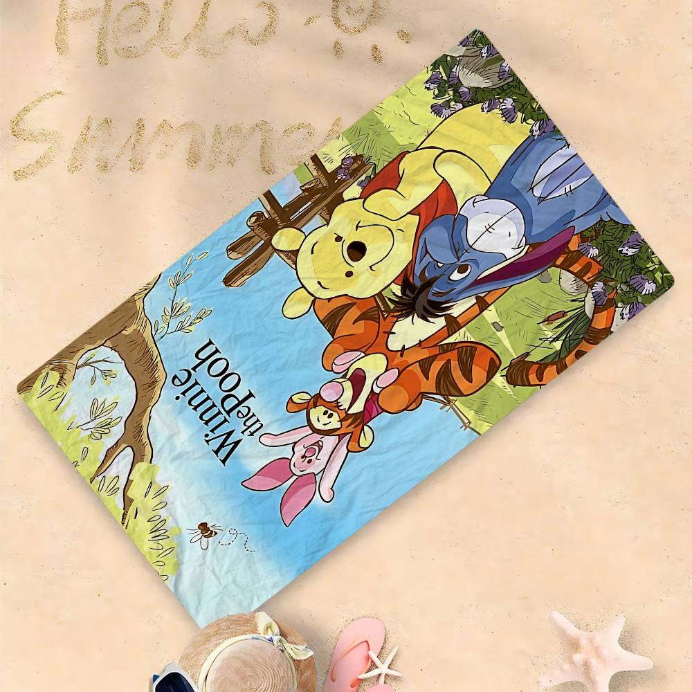 Winnies The Poohs Bear Anime Beach Swimming Towel Soft Absorbent Washcloth Children's Gifts for Kids Travel Camping Gym
