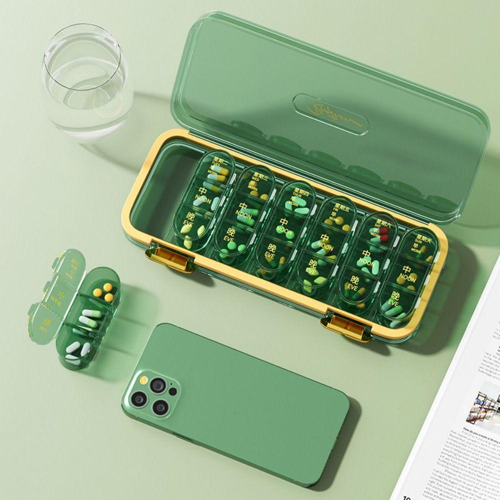 Large Capacity Weekly Pill  Case Visual Large Compartment Pill Dispenser  Outdoor