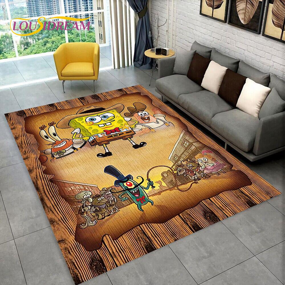 Cartoon S-SpongeBob Area Rug,Carpet Rug for Home Living Room Children Bedroom Sofa Doormat Decor,kids Play Non-slip Floor Mat