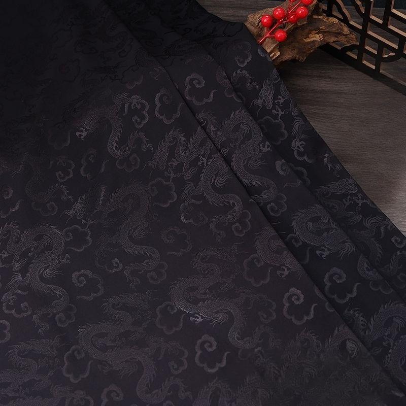 High-end dragon-patterned jacquard satin fabric suitable for wedding dresses formal gowns and designer clothing fabrics