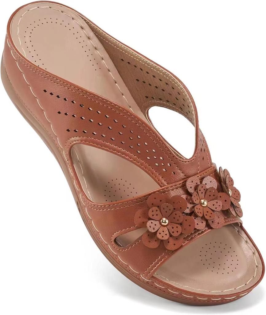 fashion 2024 New Open Toe Women's Wedge Sandals  Summer Fashion Leopard Print Breathable Comfortable Sandals Woman Buckle Female Footwea