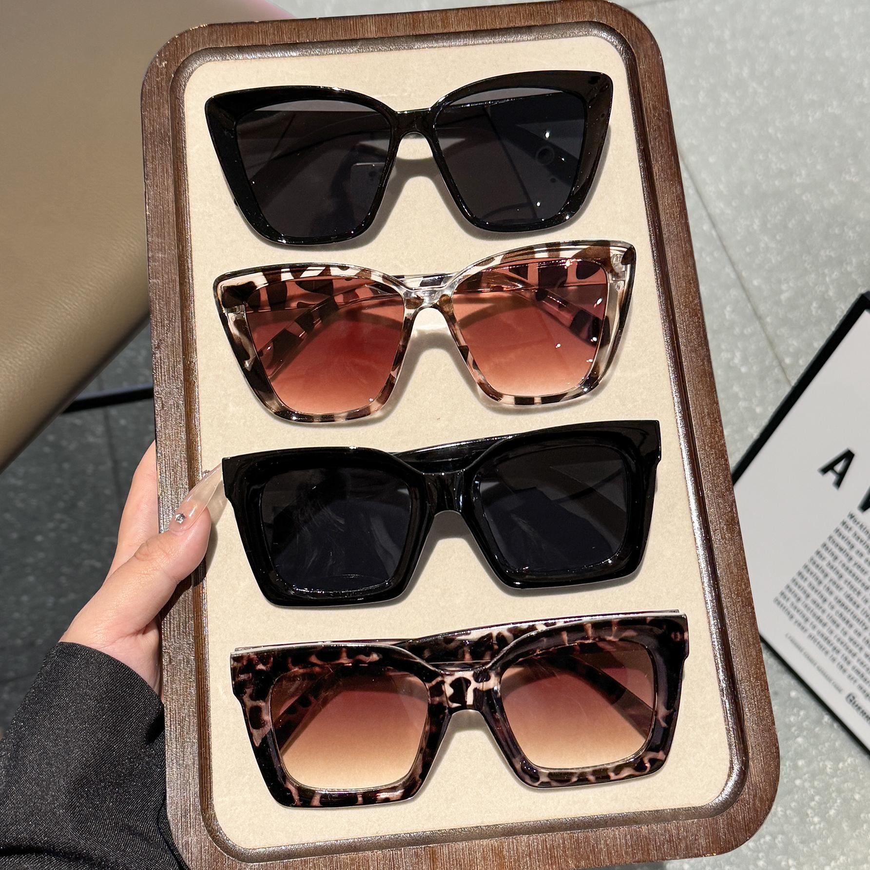 

4Pcs Square Large Frame Fashion Glasses for Both Men and Women, with Rivet Decoration for Daily Wear