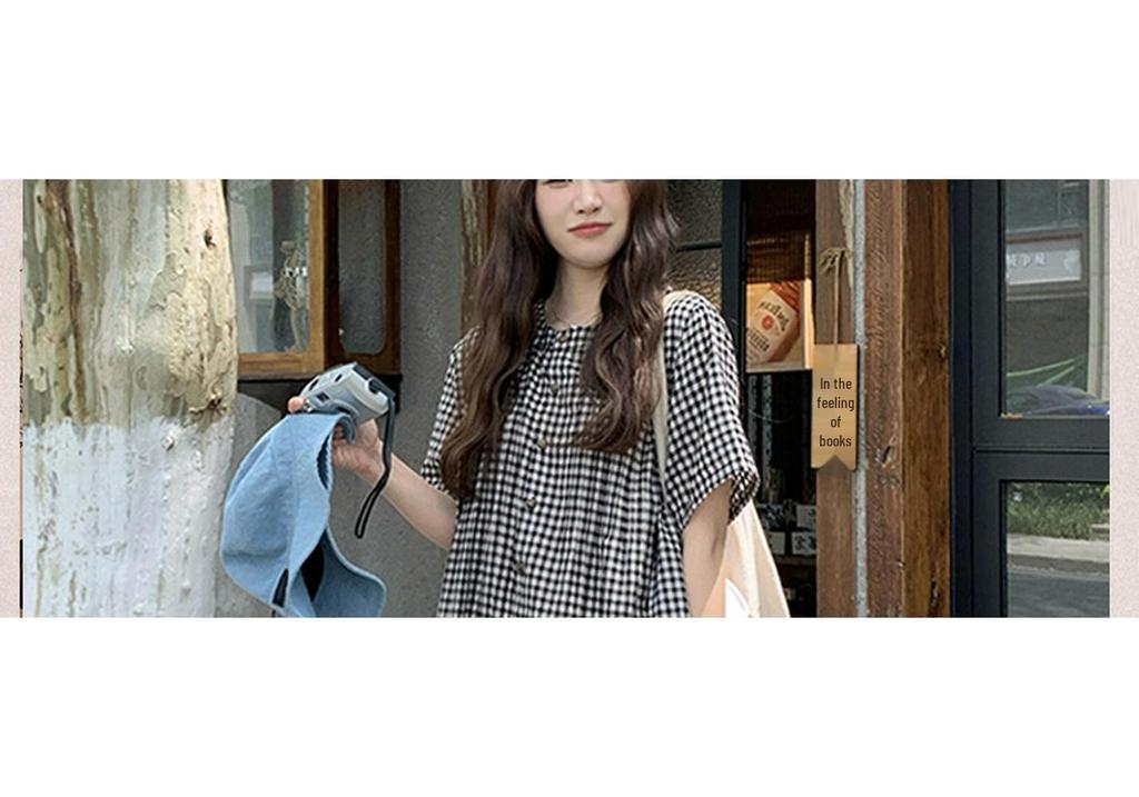 2026 Summer Lace Patchwork Retro Plaid Maternity Dress - Loose Fit, Plus Size