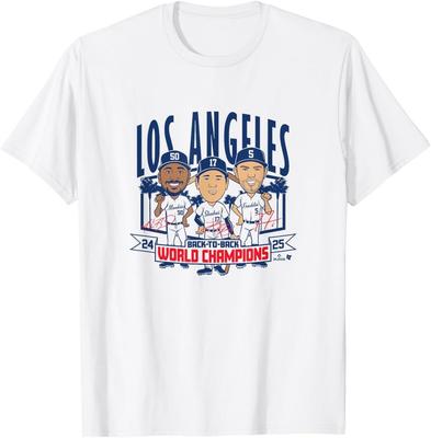 LA Baseball - Back-to-Back World Champs Caricatures T-Shirt