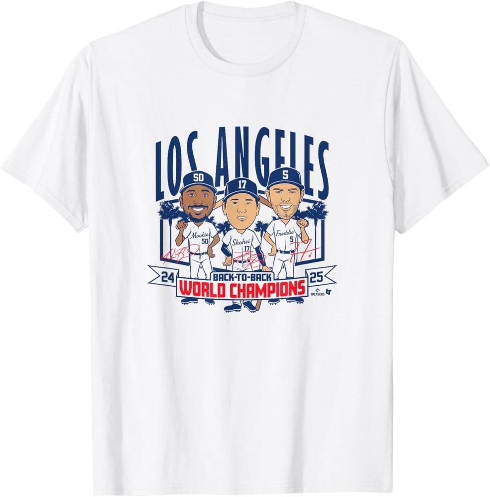 

LA Baseball - Back-to-Back World Champs Caricatures T-Shirt 4XL
