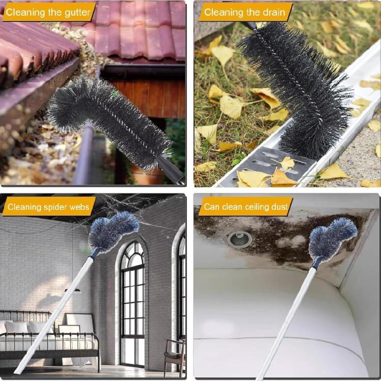 Expandable Rain Gutter Cleaner With Fast Release Mechanism For Easy Assembly Storage And SpiderWebs Removal Tasks