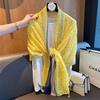 Women'S Floral Print Scarf 180X90Cm Warm Fashion Shawl With Tassels Lightweight Rectangular Sand-Proof Beach Wrap Muslim Hijab