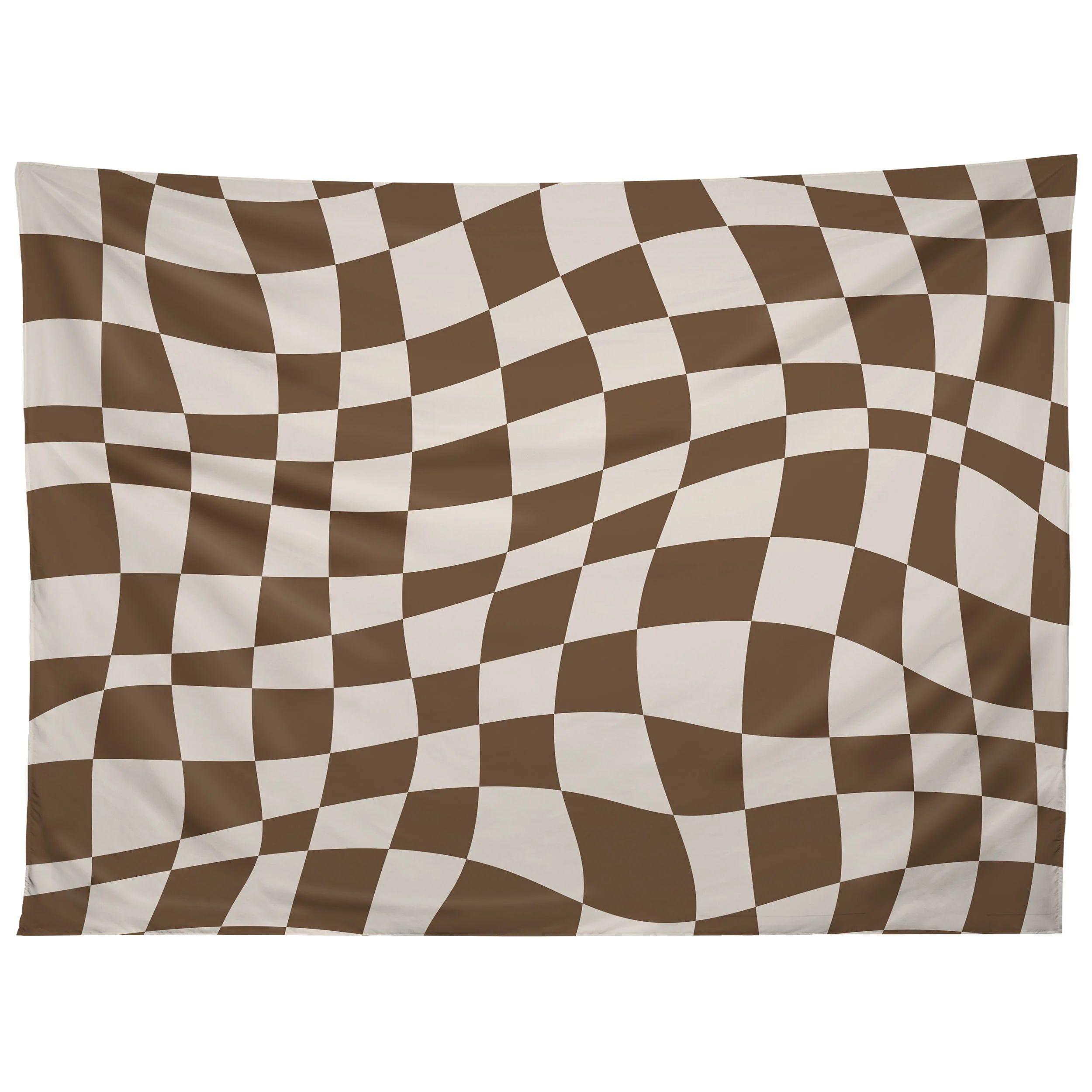 Tapestry wavy checkerboard 75x100 чёрный