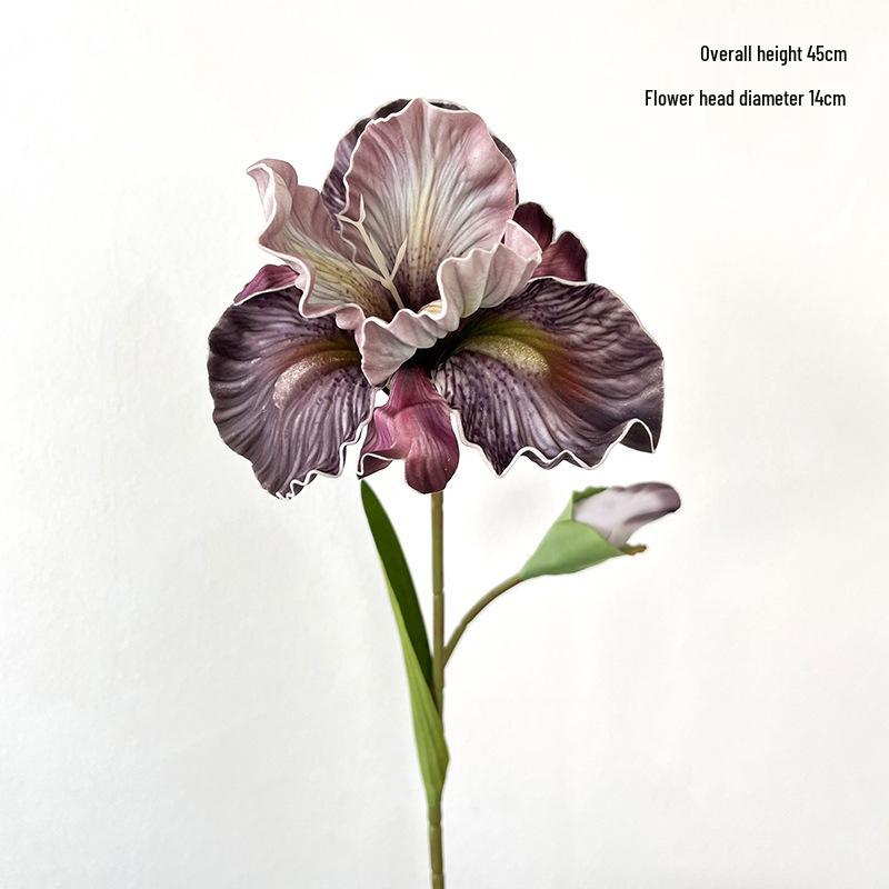 45cm Iris Artificial Flower with 2 Stems, EVA Texture, Oil Painting Style for Home Decoration