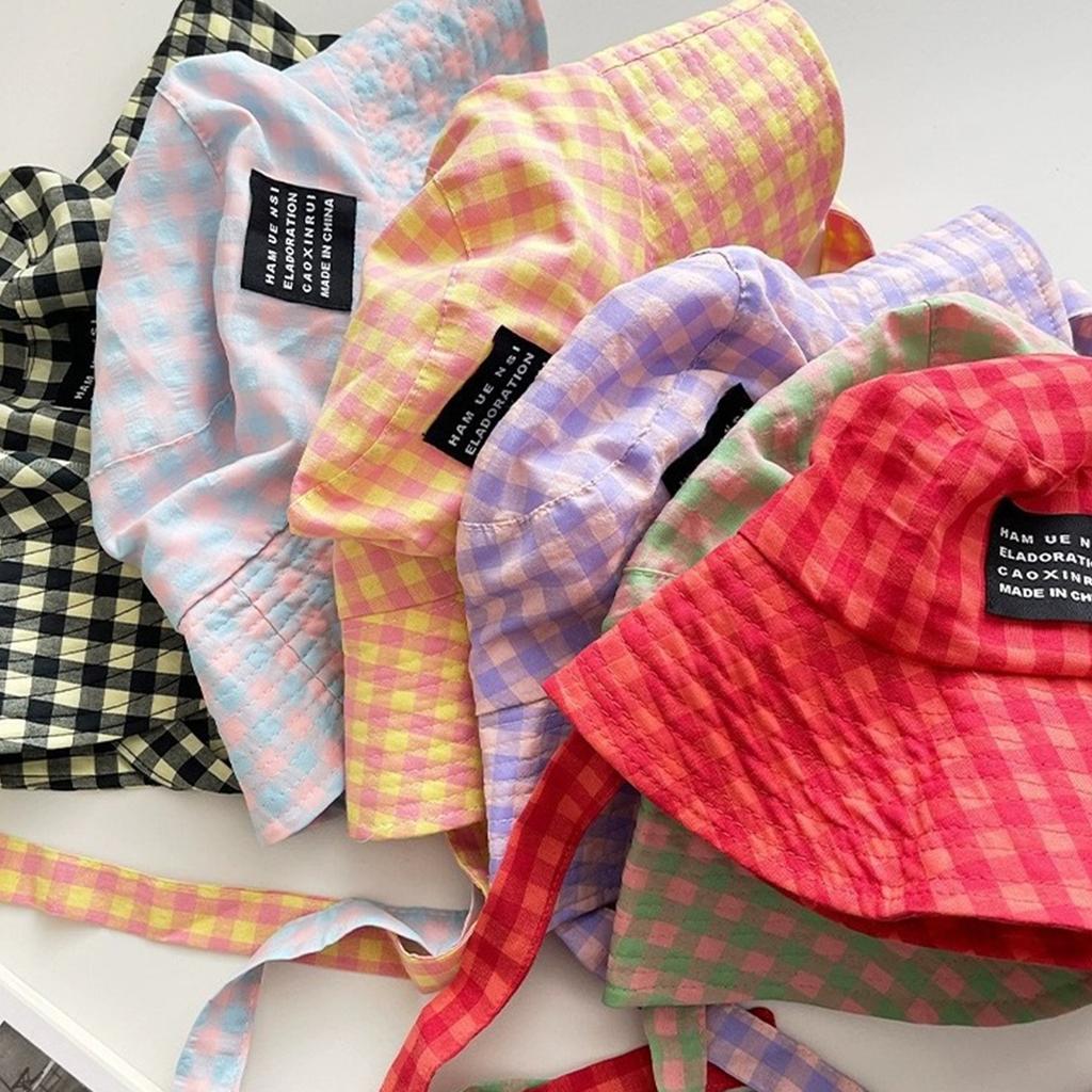 Unisex Fisherman Hat Checkered Bucket Hat For Girls Versatile Fashion Checkered Hat Bucket Hat Multiple Color