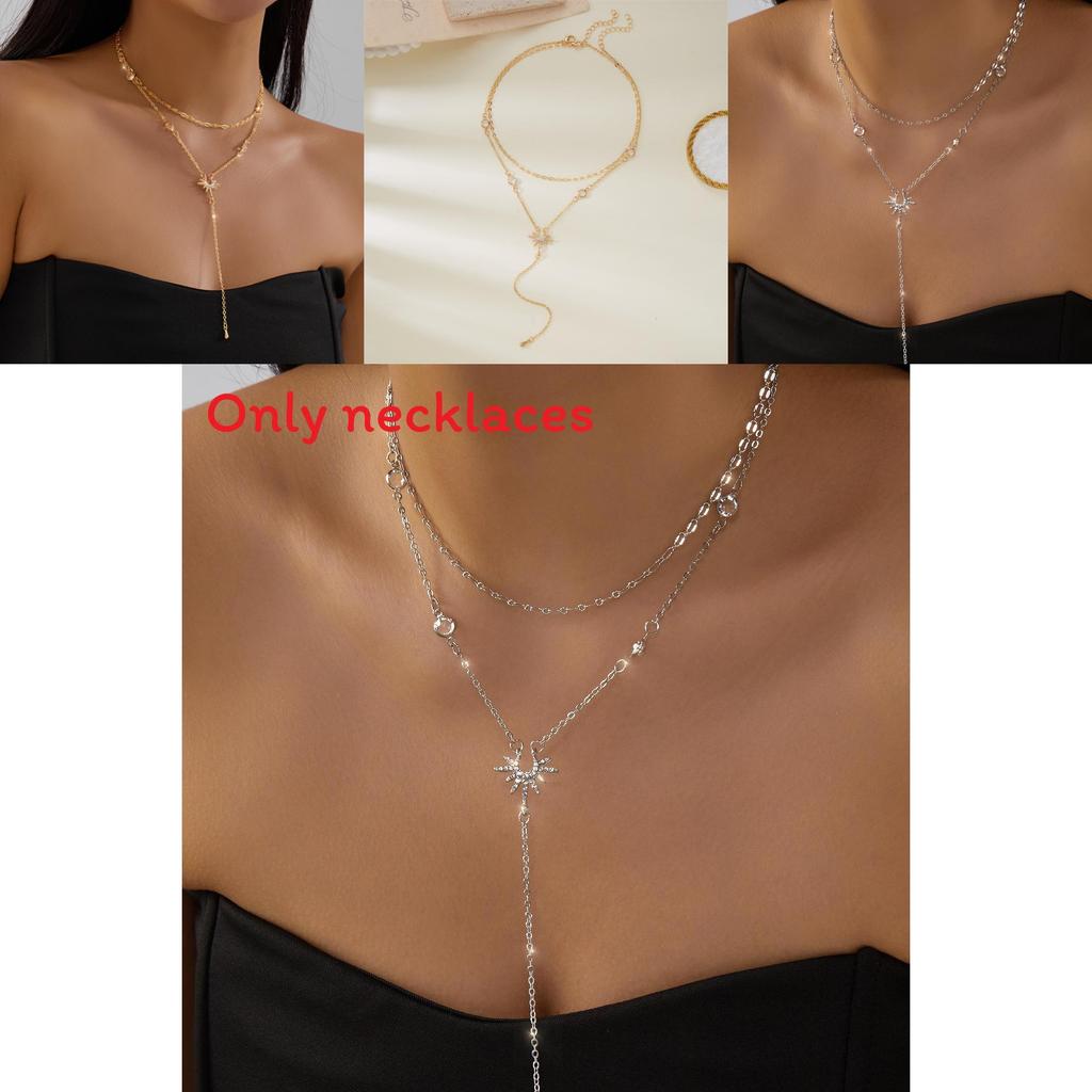 Collier Y Étoilé Orné de Diamants avec Chaîne Perles pour Femmes et Hommes