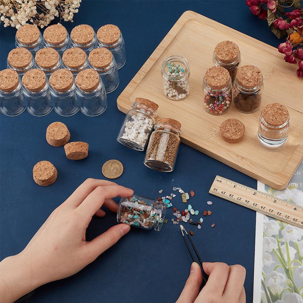 30ml Glass Bottles with Cork Stoppers, Tiny Glass Vials Corks Jars Mini Glass Bottles Small Decorative Bottle Art Crafts Storage