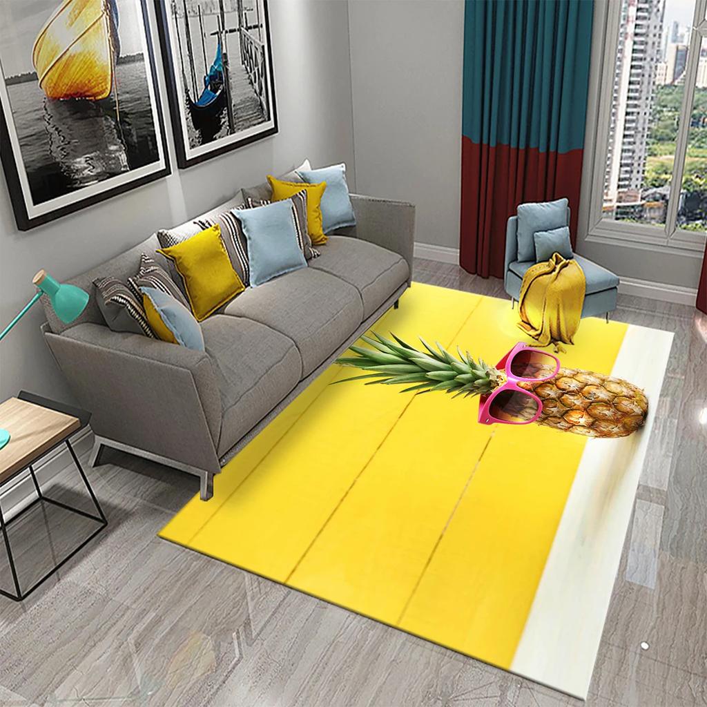 Zabawny Dywan Ananas 3D Dywany ze Wzorem Świeżych Owoców Dywan do Salonu Dywanik Podłogowy do Pokoju Dziecięcego Dywan Okno Przy Łóżku Wystrój Domu