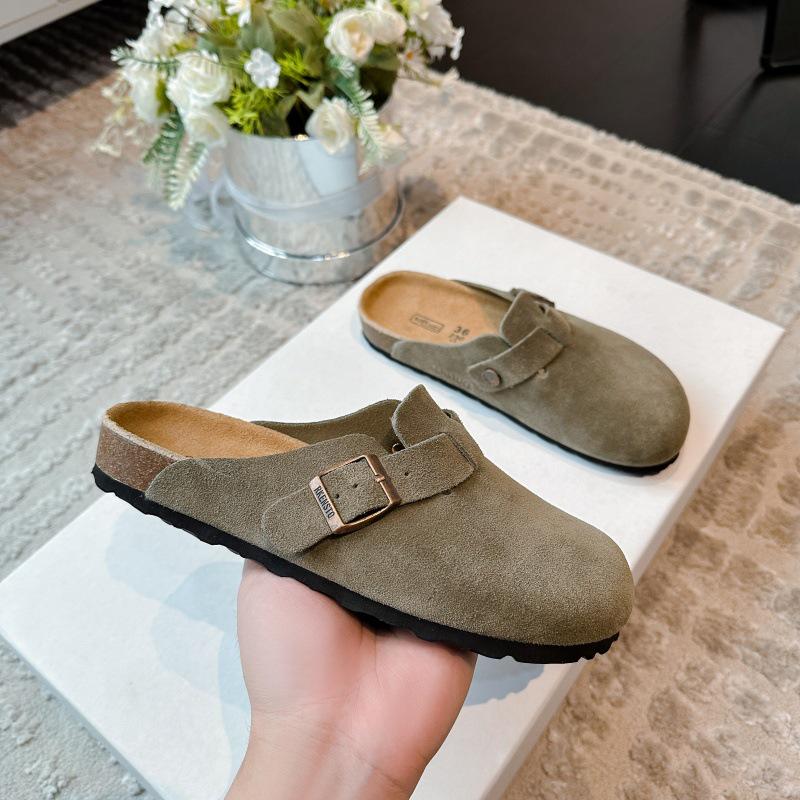 Birkenstock Women's Genuine Leather Closed Toe Summer Slip-On Slippers, 2025 New Thick Soft Sole