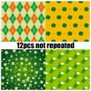 DIY12 Sheets/package of Small Flower St. Patrick's Day Material Paper Handbook Clipping Packaging Diy Material Paper