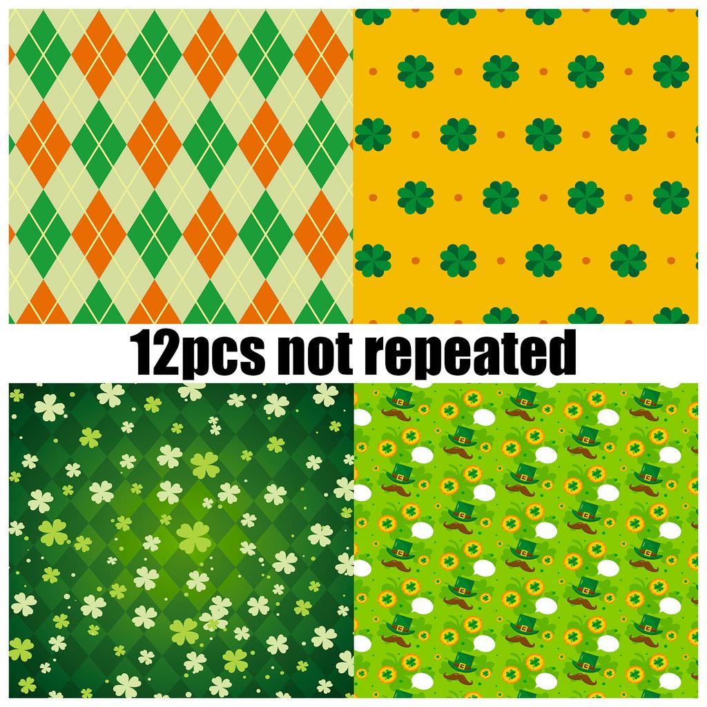 DIY12 Sheets/package of Small Flower St. Patrick's Day Material Paper Handbook Clipping Packaging Diy Material Paper