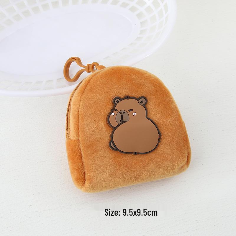 Cute Capybara Cartoon Plush Coin Purse: Portable Kids' Wallet & Storage for Earphones and Lipstick