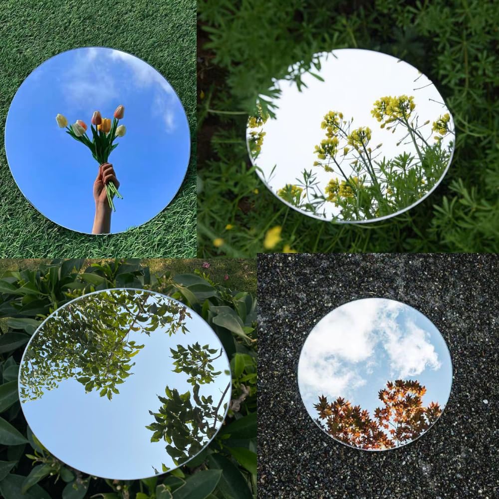Qiix Acrylic Mirror Reflection Board Round Mirror Wave Shape Display Photography Props Accessory Display Set of 5