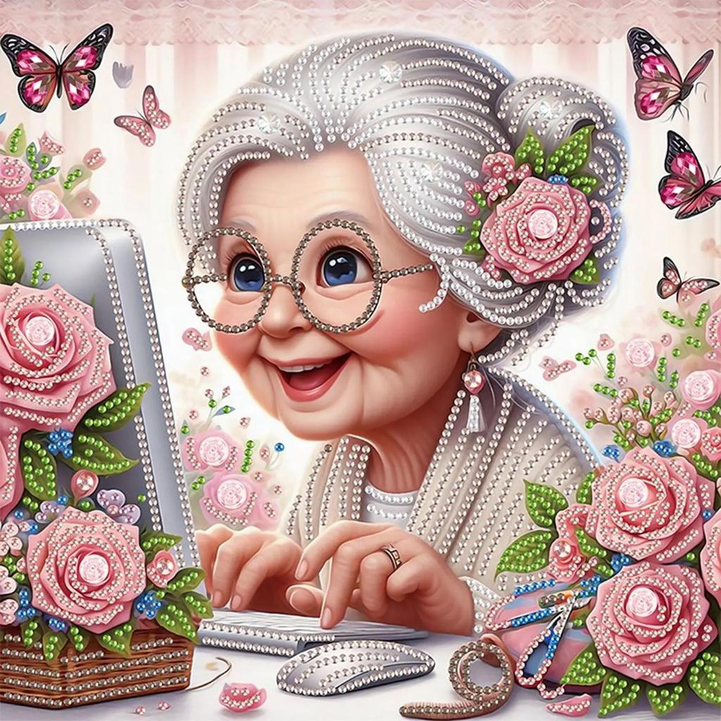 5D DIY Partial Special Shaped Drill Diamond Painting Granny Home Decoration