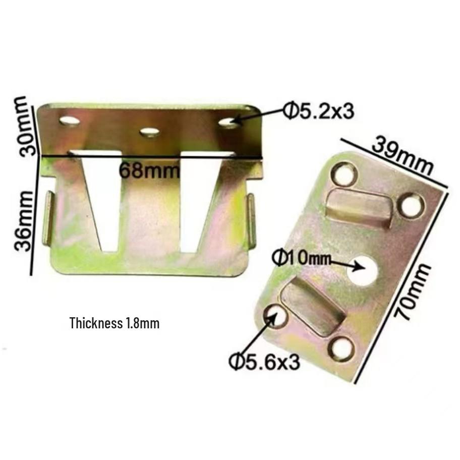 Solid Wood U-Shaped Bed Rail Hinge Support Bracket with Insert Buckle