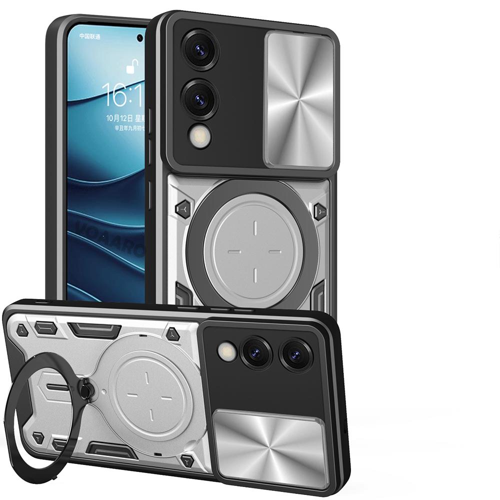 

Slide Lens Push Window Armor Funda for Samsung Galaxy S25 Edge 5G Case for Galaxy S25 Slim Case Magnetic Rotate Ring Stand Cover for Galaxy S25 Edge серебряный