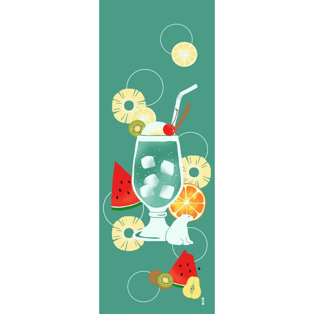 Hamamonyo Illustrated Hand Towel Refreshing Cream Soda