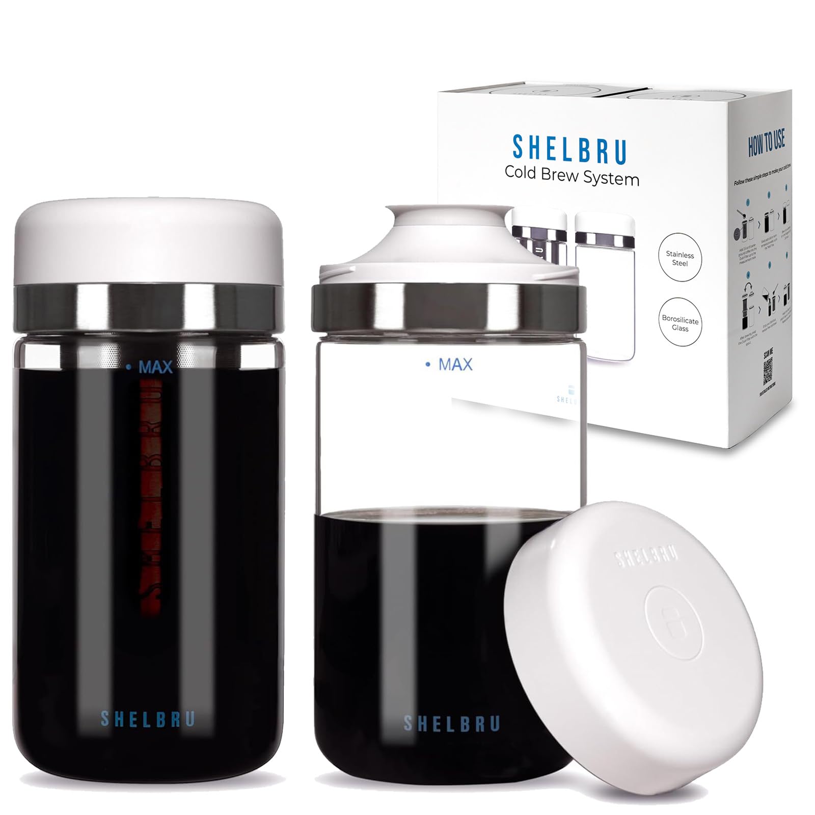 

SHELBRU CBS Cold Brew System - Rich Cold Brew Coffee Bottle/Water Dripper - Heat-Resistant Glass - 700ml/800ml - Color Box Type - Gift/Present