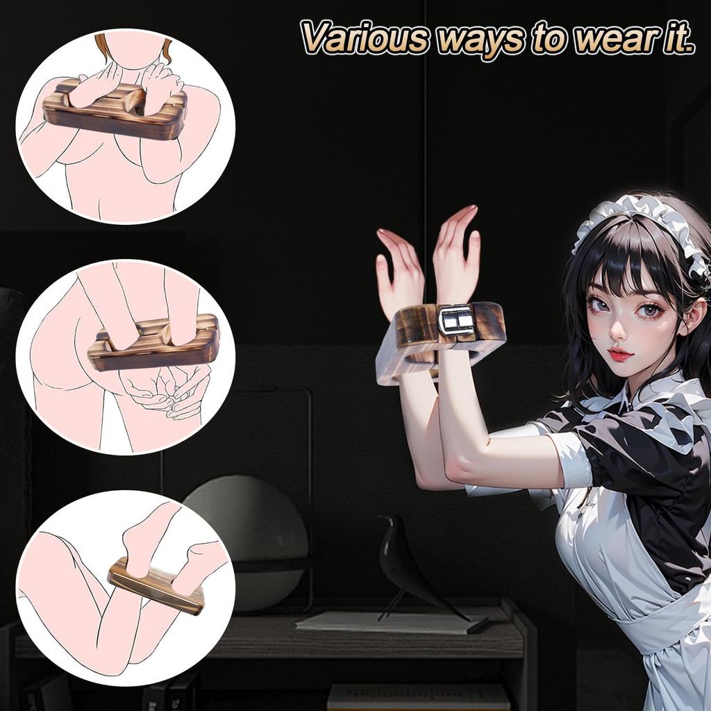 MFMYEE SM Bondage Wooden Fetish Bondage Wooden Board Bondage Wrist and Ankle Adult Bed Game Bondage SM Sex Props Handcuffs, Handcuffs, Roleplay, (L)