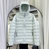 Light and Thin Ribs Down Jacket Women's Short White Duck Down Winter New Hooded Couple Warm Casual Jacket