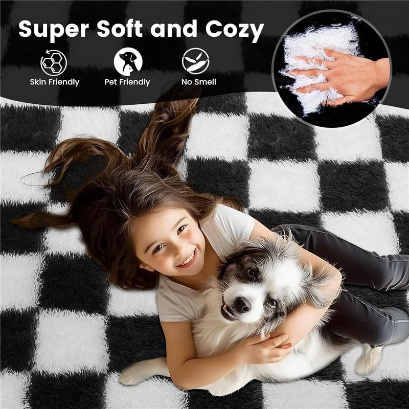 Area Rugs for Bedroom, Upgrade Non-Slip Grey Fluffy Soft Shag Carpet, Indoor Floor Gray Fuzzy Shaggy Living Room Plush Rug for Kids Home Dorm Decor