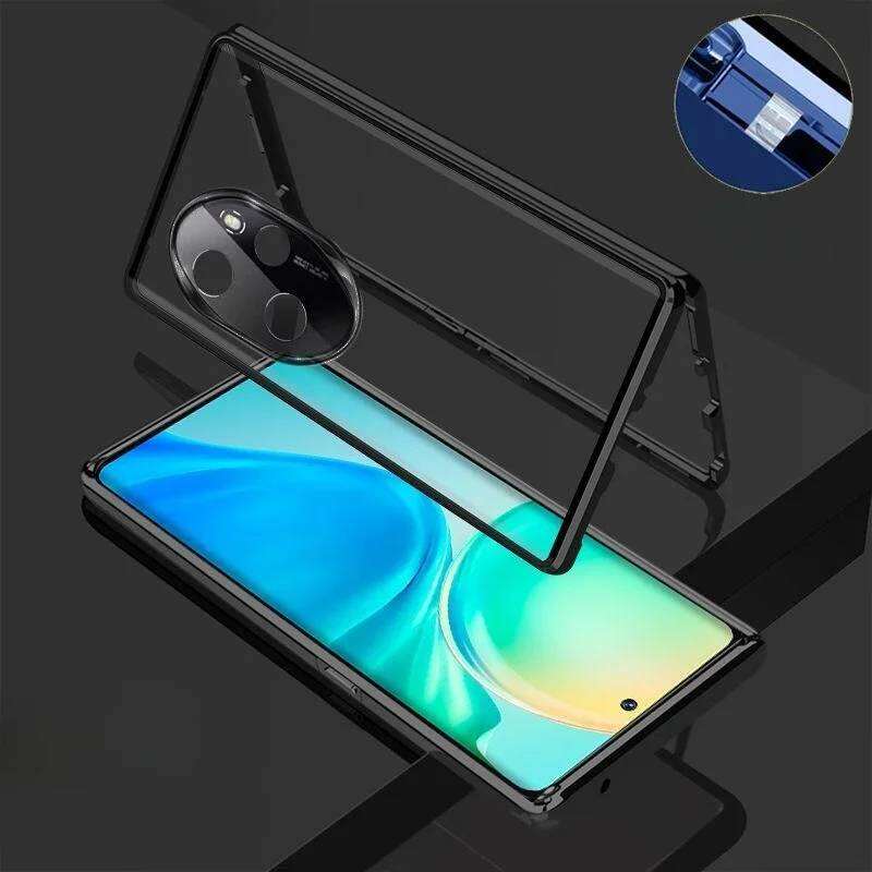 Magnetic Case for Huawei Honor 500 400 Pro/ 200 Pro/ 300 / 90 with Metal Frame Double Sided Tempered-Glass Full Lens Protection Cover Phone Bumpers