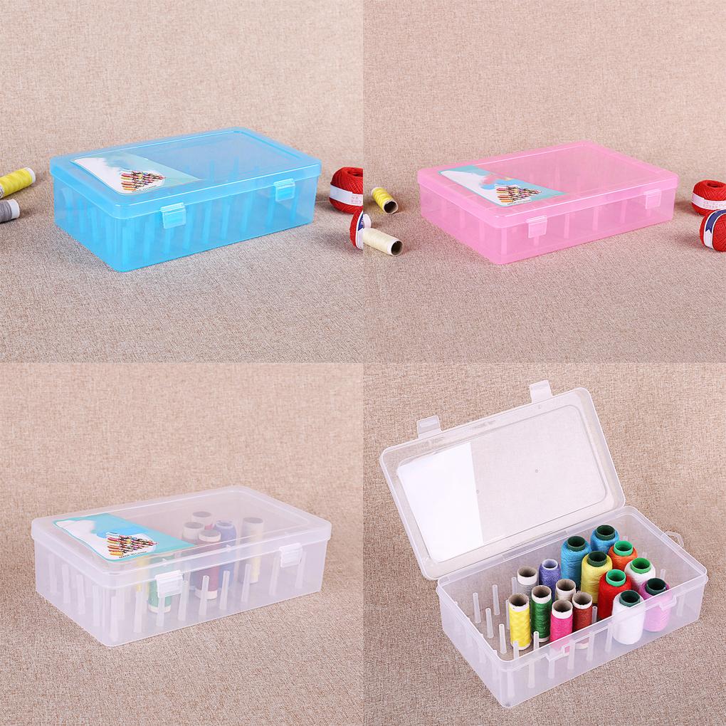 Sewing Thread Box 42 Spools Large Capacity Plastic Storage Empty Embroidery Cross-stitch Dust-proof Container Accessories