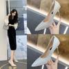 High heeled shoes pointed new shallow mouth cover feet Korean thin heeled professional women's shoes