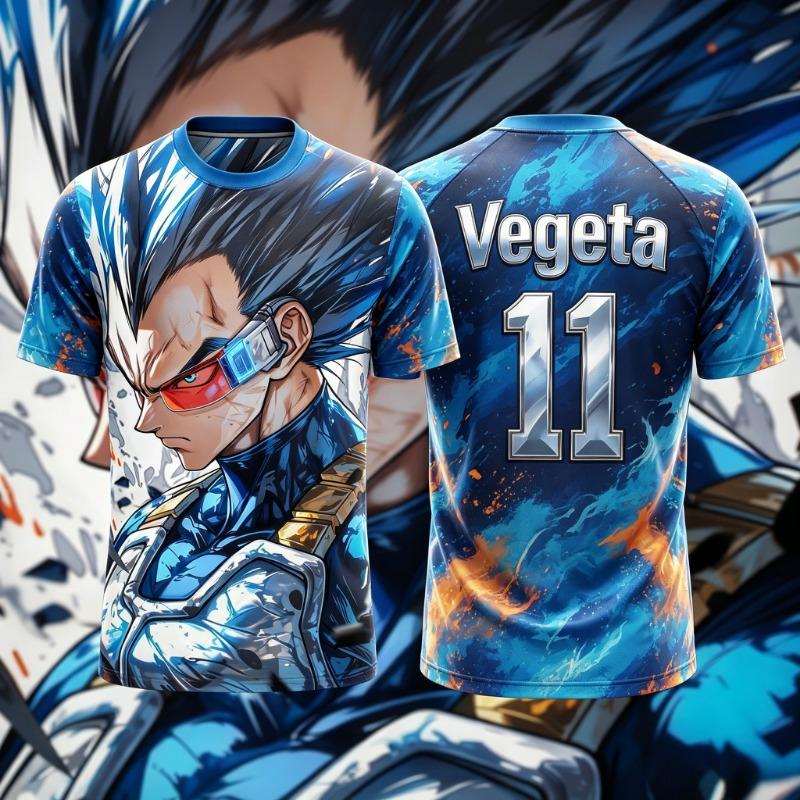 2026 Sommer Neu Herren Dragon Ball NR.107 Vegeta 3D Gedrucktes Fußballtrikot T-Shirt Anime T-Shirt Spezielles Kinder Trikot Y2k