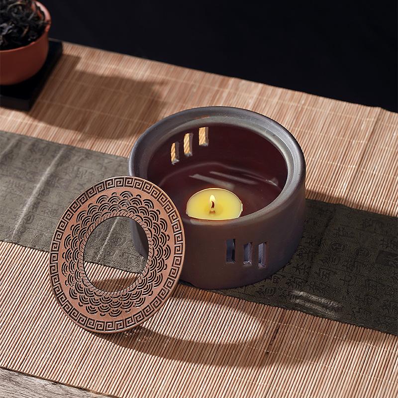 Warm Tea Stove Roasted Orange Base Candlestick Warm Tea Maker Ceramic Heating Base Japanese Style Roasted Tea Maker