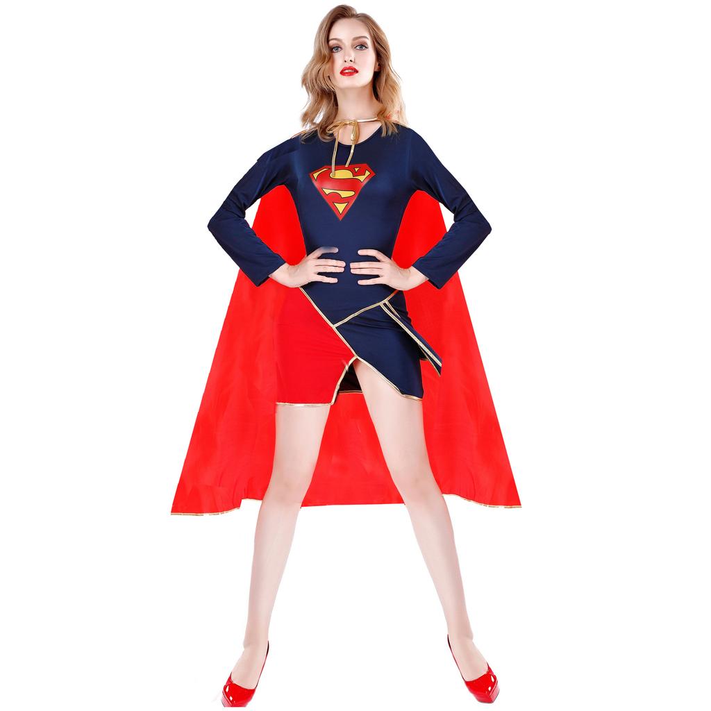 M-XL Halloween Supergirl Costume Captain America Avengers COS Costume Superhero Woman Stage