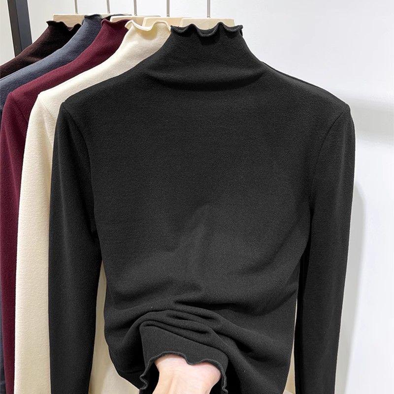 

Женский двухсторонний флисовый топ с оборками и длинным рукавом - Полувысокий воротник, Универсальный, для осени/зимы S (30-40 kg)