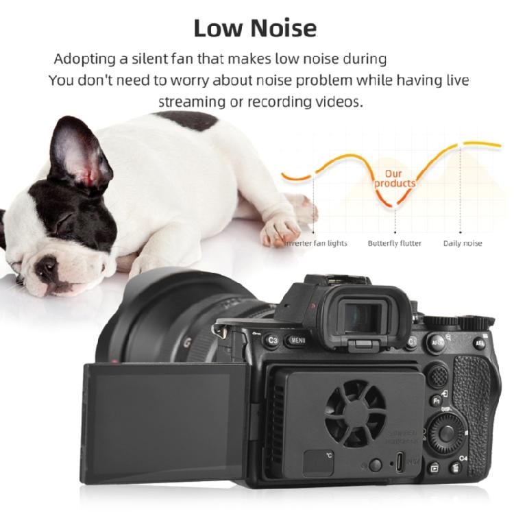 External Camera Cooling System Aluminum Alloy Semiconductor Cooling Fan with USB C Power Cord for R5/R10/R50 90D