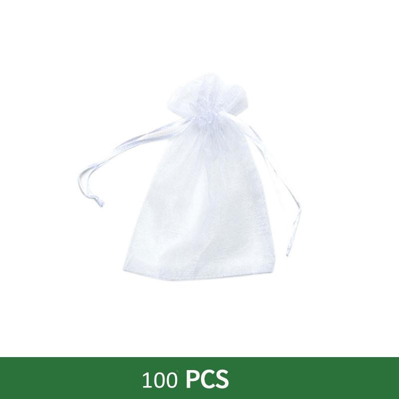 

100 шт. сетчатая садовая сумка, защитная сумка для овощей, винограда, фруктов, сетка с завязками против насекомых 9x7cm белый