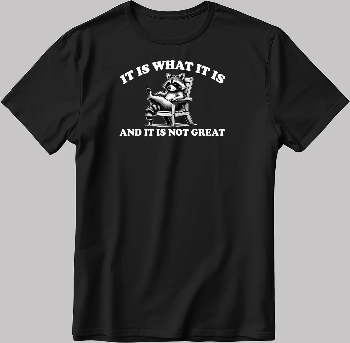 Raccoon, It Is What It Is Not Great S.Sleeve White-Black Men/ Women T Shirt Mens Womens Tees Top KA46 S