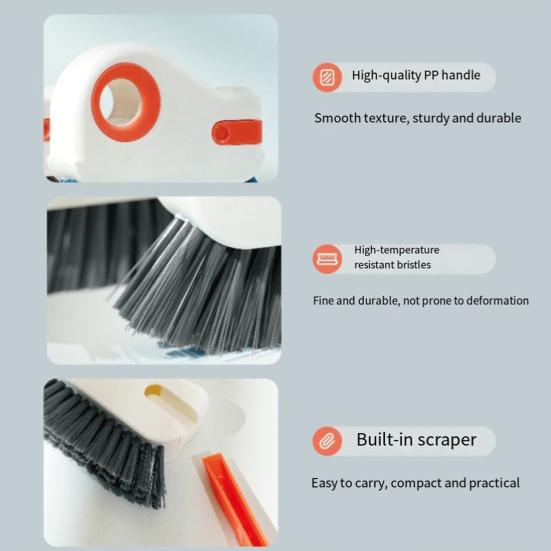 2Pcs 2-in-1 Window Track Cleaning Brush with Hard Bristles Ergonomic Handle Gap Brush Scraper Groove Cleaner Tool