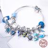 copper Authentic Charm Bead Charms Blue Sea Butterfly Whale CZ Charm Bead Charms Bead Charms Compatible With Authentic Accessories Bracelets Do It You
