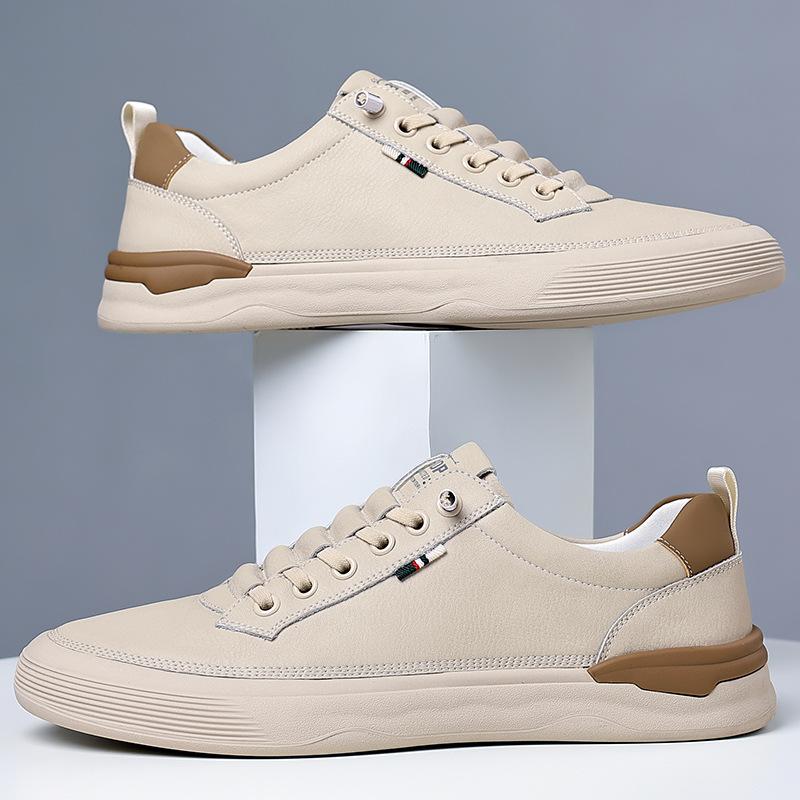Spring and summer new men's casual leather shoes little white shoes board shoes genuine leather soft sole soft surface men's single shoes