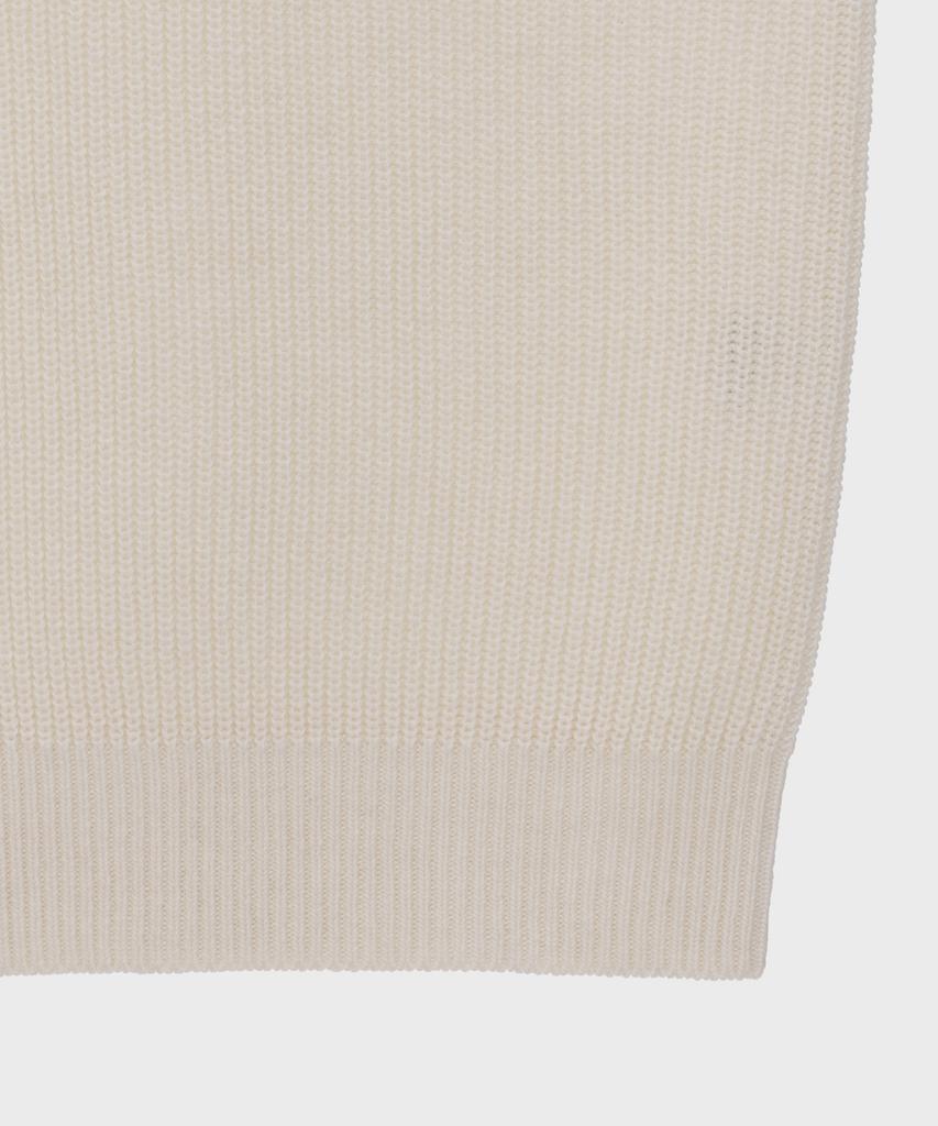 BASIC HOUSE Uni Ribbed Semi-Overfit Round Neck Knit Cream Lwkt7103