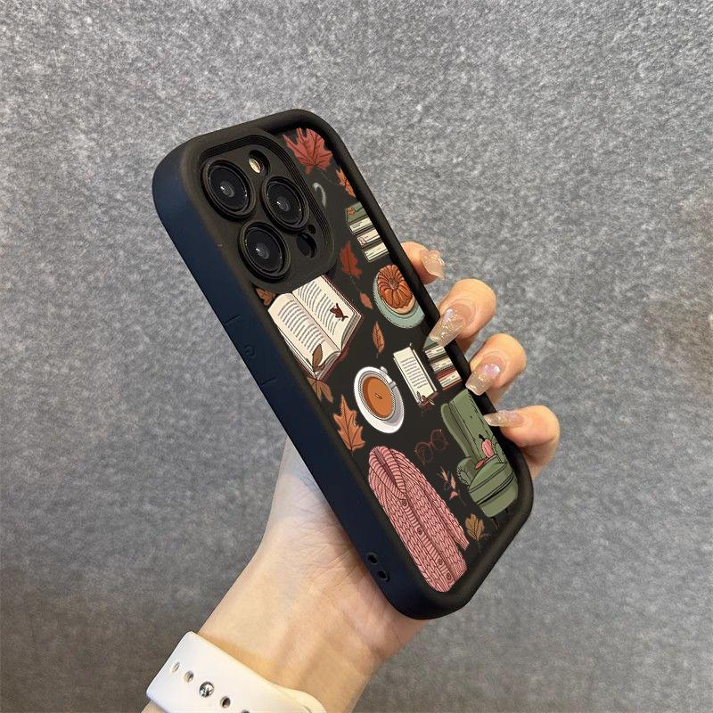 Maple Leaf Pumpkin Coffee Silicone Soft Phone Case For iPhone 17 16 15 14 13 12 11 Pro Max 17 Air 16E XS X XR 7 8 Plus SE2 Cover