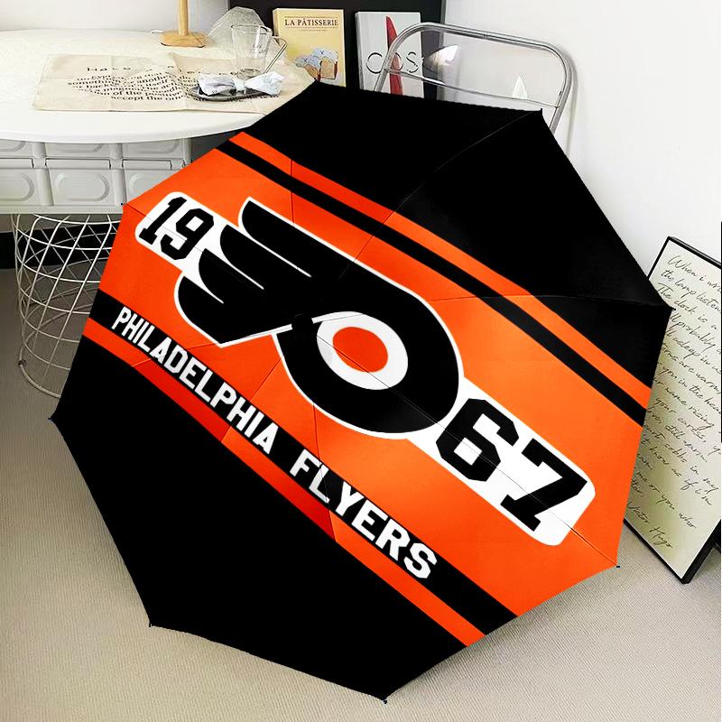 Flyers Hockey Logo Art Umbrella Folding umbrella, automatic umbrella 8-Frame for Travel, camping Use Gift for Halloween Christmas