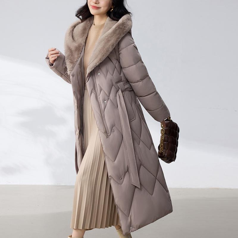 Sleeves Detachable Fashion Woman Parkas Winter Long Coats With Belt Hooded Thick Female Jackets